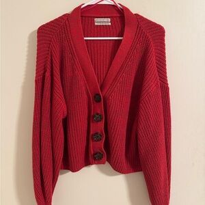Urban Outfitters Red Cropped Cardigan